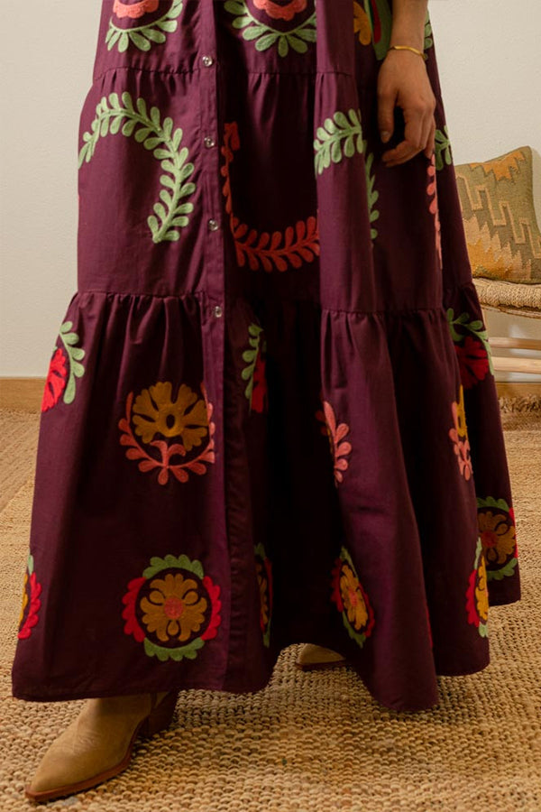 PURPLE FLOWERS SHIRT DRESS